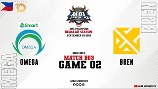 Smart Omega vs Bren Esports Game 02 | MPLPH S10 Week 4 Day 1 | OMEGA vs BREN