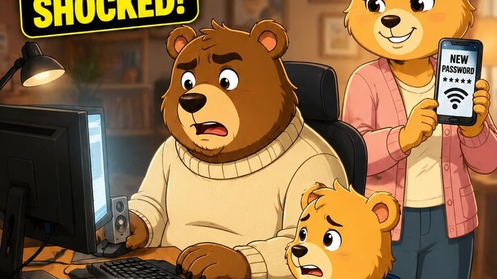 “A Bear Family Dinner Takes an Unexpected Turn 😂🐻”
