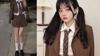 A preppy girl was approached by a high school boy on the street