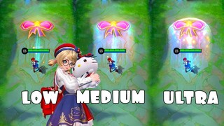 Angela Heartstring Sanrio Collab Skin in Different Graphics Settings MLBB