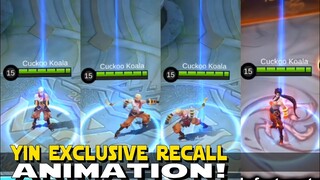 NEW HERO YIN EXCLUSIVE RECALL ANIMATION! KUNG FU RECALL ANIMATION LIKE CHOU? | MOBILE LEGENDS