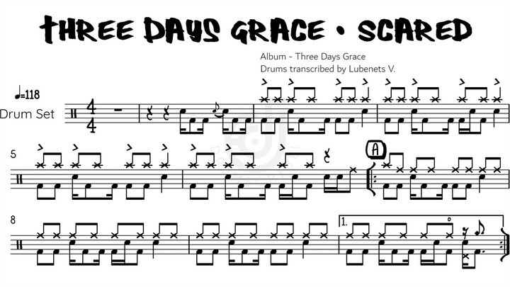 Three Days Grace - Scared (Drum transcription) | Drumscribe!