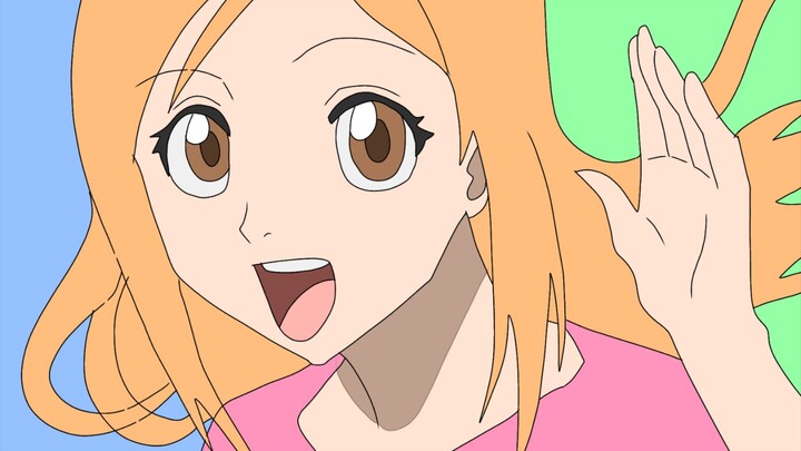 Gambarin Orihime yg sedang menyapa dan melambaikan tangan
