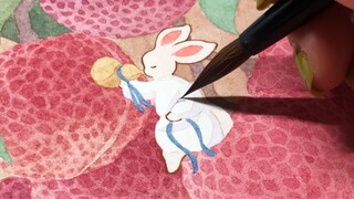 Lychee bowl hand-painted process (rabbit cub series)