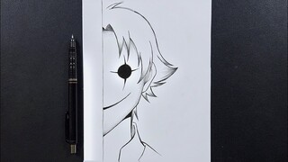 Easy anime drawing | how to draw anime boy wearing a mask [ kiyotaka ]