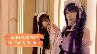 Hu Tao meet Sexy Brutal Hot Mommy Raiden Shogun in Maid Dress ✨💕‼️