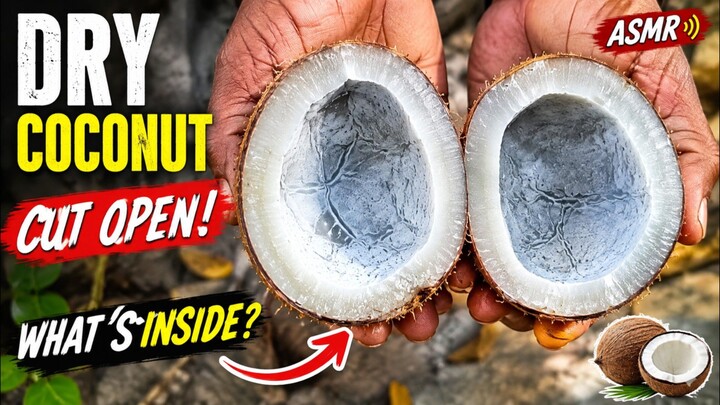 干椰子切开瞬间 🥥🔪 #椰子 #ASMR #水果