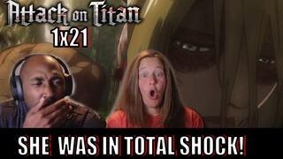 THIS BATTLE HAD US ON THE EDGE OF OUR SEATS | THE FEMALE TITAN VS EREN | ATTACK ON TITAN 1x21