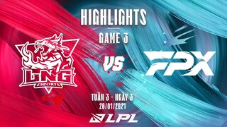 LNG vs FPX | Highlights - Game 3 | Tuần 3 Ngày 3 | LPL Mùa Xuân 2022