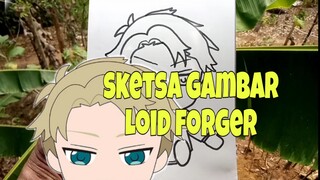 menggambar sketsa Loid forger sambil neduh di kebon uwa.😁