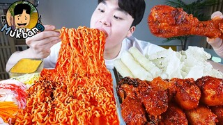 ASMR MUKBANG 불닭볶음면 & 치즈 스틱 & 양념 치킨먹방! FIRE Noodle & FRIED CHICKEN & CHEESE STICK EATING SOUND!