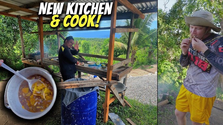 Philippines Hilltop House BUILDING DIRTY KITCHEN Cooking Moongo Soup & New Projects