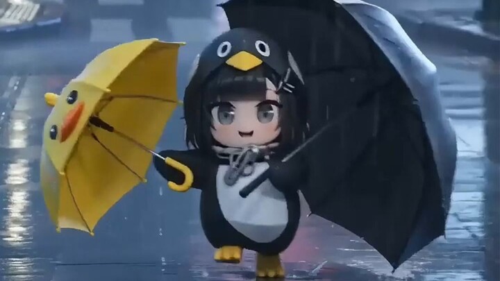 Hóa ra chiếc ô ấm áp nhất chính là bước chân rảo bước của đứa trẻ đang chạy về phía mình.