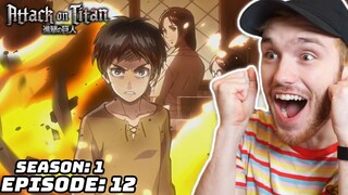 EREN WAKES UP AND TAKES CONTROL!? - Attack on Titan Ep.12 (Season 1) REACTION