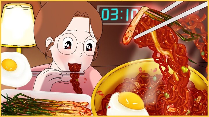 【几厘米动漫】下班后独自吃饭-凌晨3点，忍不住炸酱面篇