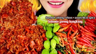 ASMR SAMBEL UDANG REBON, AYAM MCD SPICY, INDOMIE GORENG KANGKUNG | ASMR MUKBANG INDONESIA