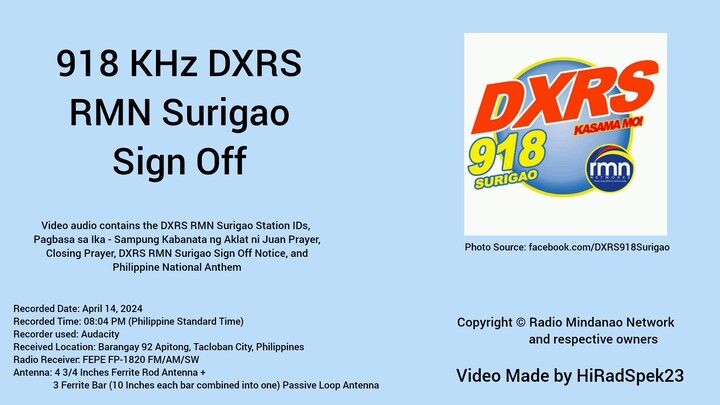 918 KHz DXRS RMN Surigao Sign Off