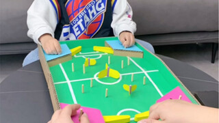 自制桌面足球玩具，孩子和爸爸都玩疯了