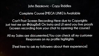 John Bejakovic Course Copy Riddles download