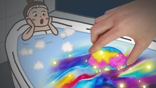 【定格动画】🛁沉浸式泡澡！制作氛围感十足的小宇宙浴盐球｜治愈系短片