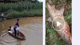 An 18-pound fish "flew" onto the boat in a suicide move, frightening the granddaughter and making he