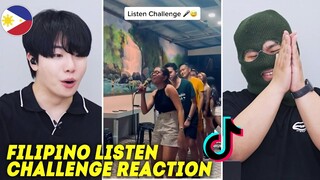 Koreans react to Filipino 'LISTEN' Mic sharing CHALLENGE! On TikTok | KHILLI