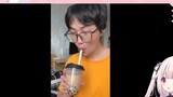 Japanese loli was scared to peed when she saw Awen squeezing pearl milk tea