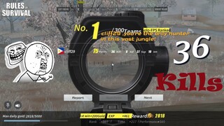 36 Kills!!!! My most kill so far (Rules of Survival)
