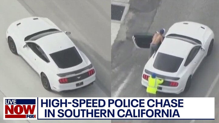 Southern California police chase: 115+ MPH pursuit of suspect in Ford Mustang | LiveNOW from FOX