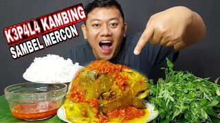 MUKBANG KEPALA KAMBING UTUH  SAMBEL MERCON + LALAPAN MENTAH