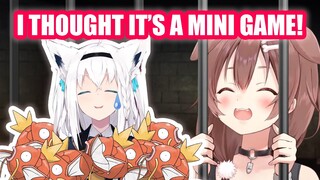 Korone Thought That Fubuki Was Only Playing a Mini Game Fishing Gold Magikarp 【Hololive English Sub】