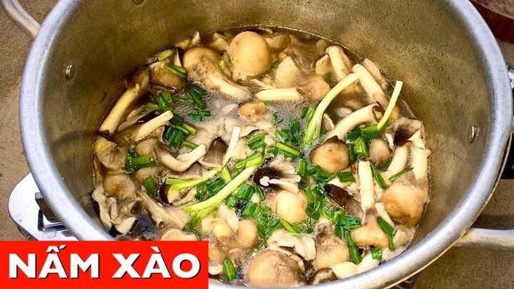 Cách nấu Nấm rơm Xào tỏi và Hành lá