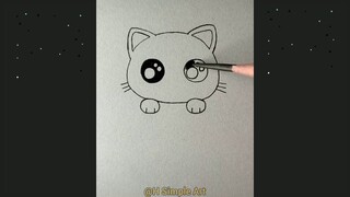 Vẽ con mèo đơn giản, cute, dễ thương | Simple painting #1