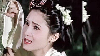 "Bunga pir dengan hujan dan air mata wanita cantik"