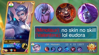 NO SKIN PRANK IN RANK(No Skin = No Skill?) | Enemy Got Shocked After They Saw My Eudora | Mlbb