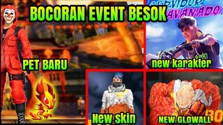 BOCORAN EVENT FREE FIRE BESOK, LUCK ROYALE, PET TERBARU, KARAKTER BARU, ADVANCE SREVER