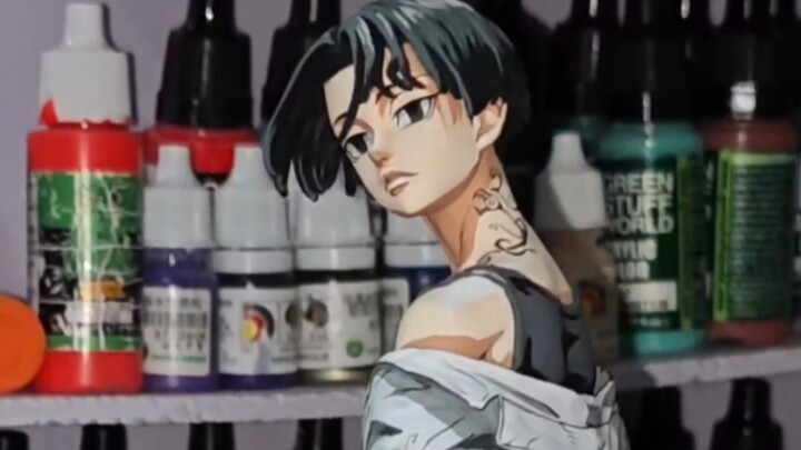 Handmade quick scenery creation, restoring the original artwork—black-haired Sano Manjiro model with