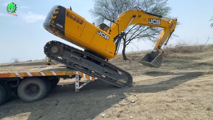 JCB 205 Excavator Loading Mud TATA Tippers  Making Watermelon Juice of Field Pon