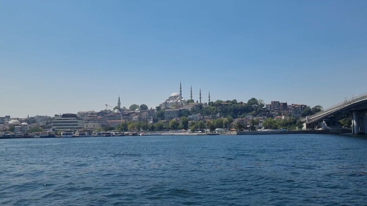 Sailing through the Golden Horn under Istanbul's majestic historic skyline 🚤✨🏙️