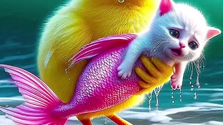 小鸡救出一只美人鱼猫