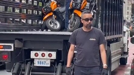 New York police confiscate illegal electric scooters.