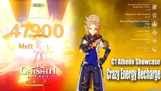Genshin Impact - Albedo C1 Talents Lv 6 Damage Test Zhongli Combo - Crazy Energy Recharge