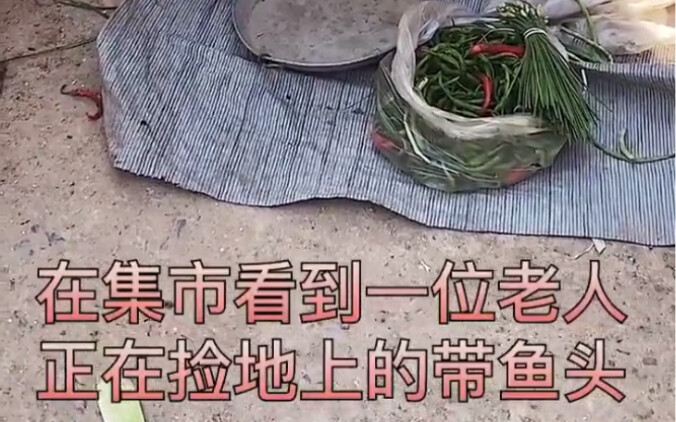 Ở chợ rau, một ông lão bán rau 93 tuổi nhặt đầu cá thu rơi vãi trên đất. Một cô gái tốt bụng đã vừa 
