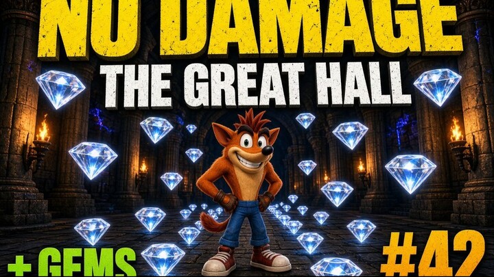 Crash Bandicot 1 - #42 The Great Hall (No Damage + Gems)  [PS1] [PlayStation]