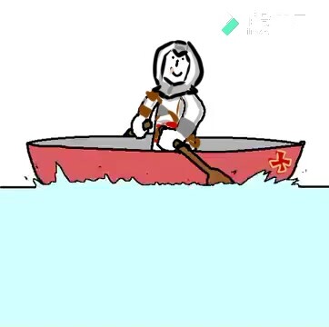 Altaïr rowing a boat