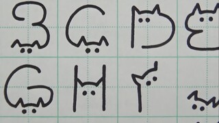 Menuliskan 26 abjad menjadi bentuk kucing, semuanya lucu sekali!