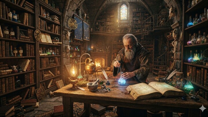 Alchemist's Laboratory Ambiance - Potion Bubbling & Magic Sounds (Focus, Study, ASMR)