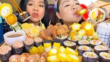 BENTO (GUNKAN MAKI, FUTOMAKI, KARAAGE, BACON-WRAPPED ENOKI) | JAPANESE FOOD MUKBANG | w/ @jockbin