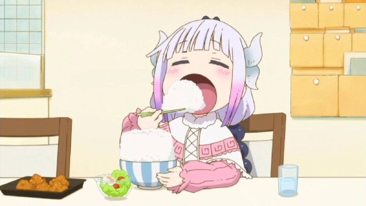 (อนิเมะ Miss Kobayashi's Dragon Maid) รวมฉากกินของน้องมังกร 