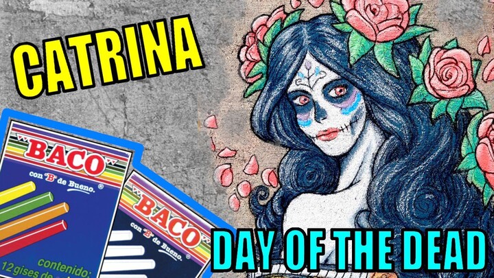 💀 Drawing a Catrina with Chalks - 💀💀 Day of the Dead 💀💀